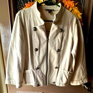 Military style beige knit jacket 3/4 sleeves.